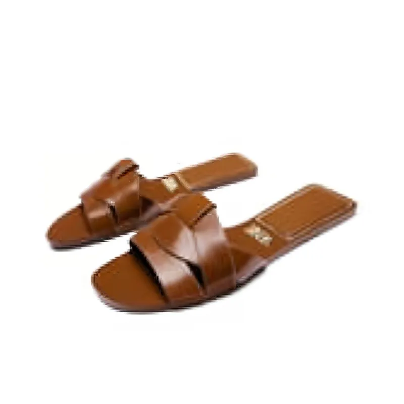 ZARA Rubber Sole Slide Slippers Women's Brown-1