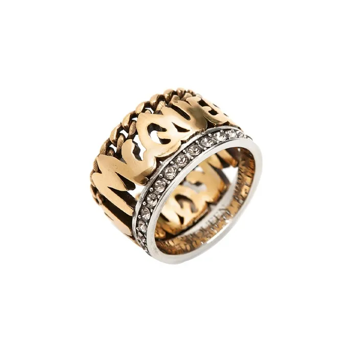 Alexander McQueen Graffiti Embellished Ring-1