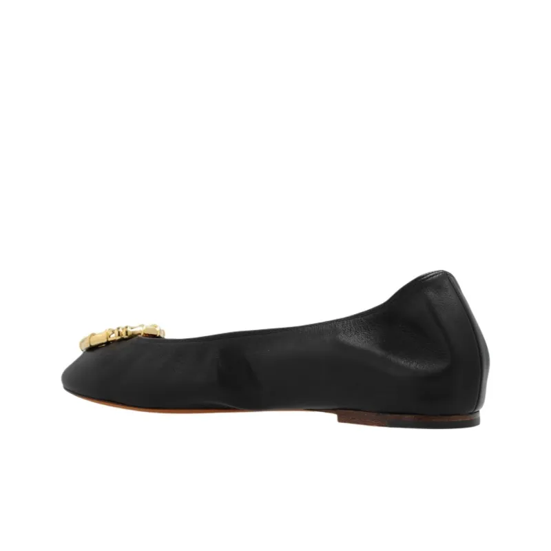 Lanvin Buckled Leather Ballerina Shoes-4