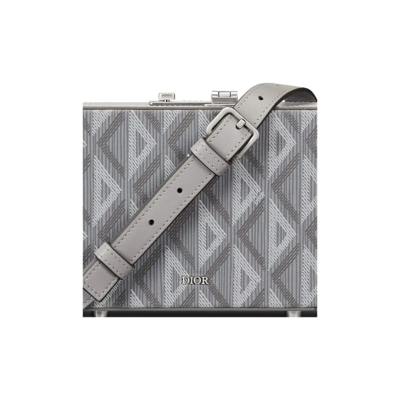 DIOR Lock Smooth Cow Leather With Canvas Messenger Bag Shoulder Bag Crossbody Bag Mini Men's Dio Gray-5