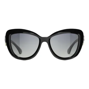 CHANEL Acetate Butterfly Sunglasses Unisex Black