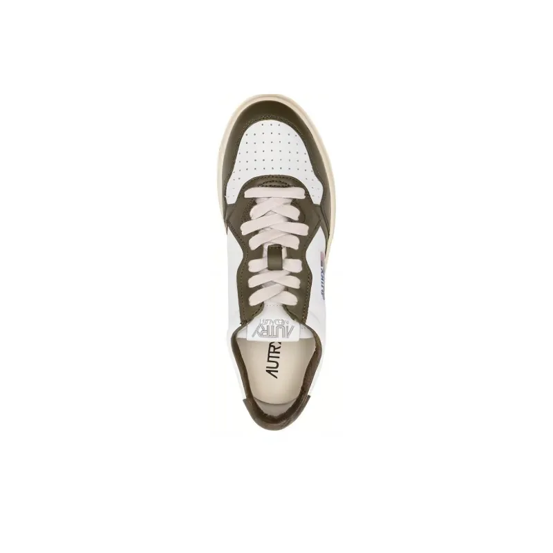 AUTRY Medalist Leather Low White Olive Women's-3
