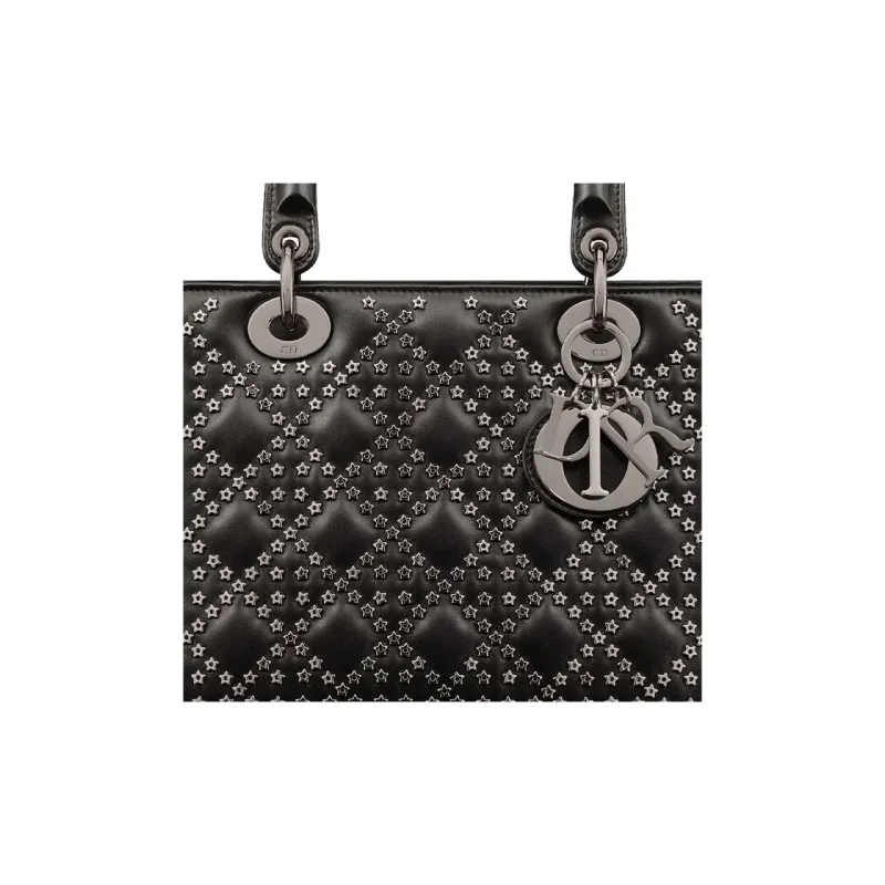 DIOR Lady Dior Lambskin Daisie Bag Shoulder Bag Crossbody Bag Handbag Medium Size Women's Black-4