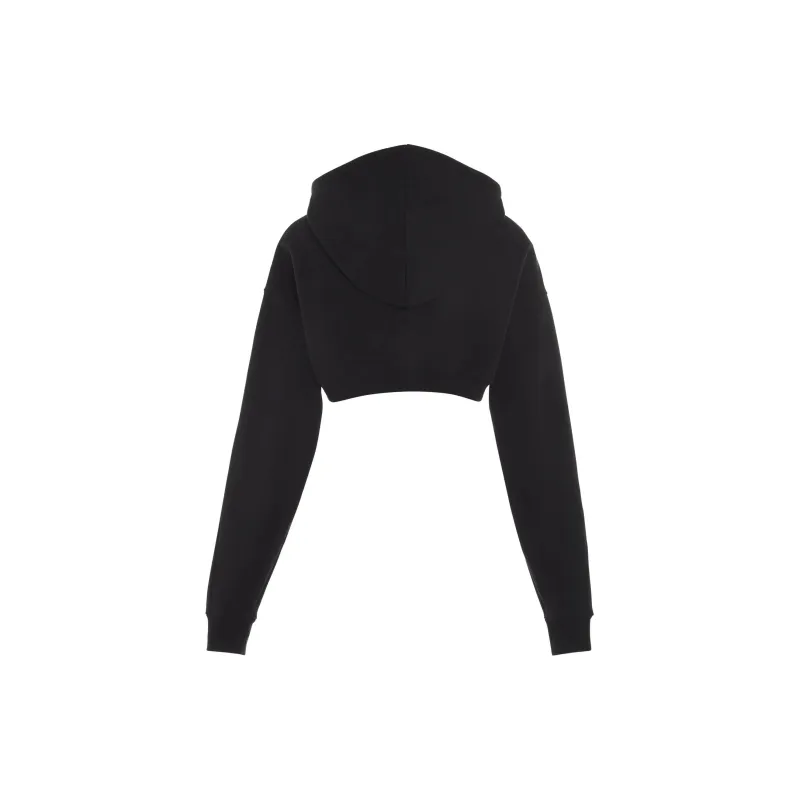 Mugler Logo-Detailed Drawstring Cropped Hoodie-1