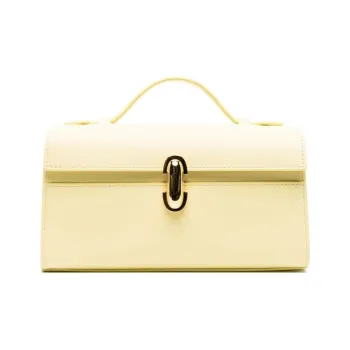 SAVETTE Textured Calfskin Handbag Women's Cream Yellow