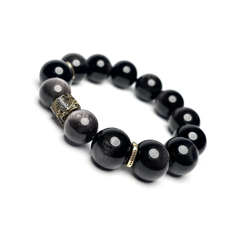 MOUNTAINS AND MANS Obsidian Fortune Beaded Bracelet Men's-7