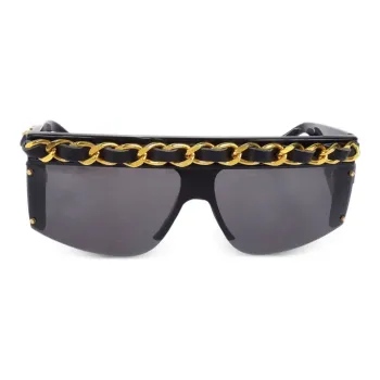 CHANEL 1990 2000s Chain link Shield frame Sunglasses