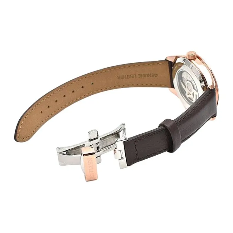 CITIZEN Mechanical Movement Cowhide Strap Watch Men's Watches Green Dial NB1062-17W-4
