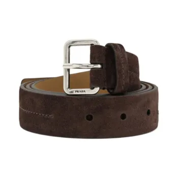 PRADA Badge Carving, Pin Buckle Leather Belts Men's Brown