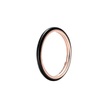 Pandora Rose Gold Plated Rings Unisex Black