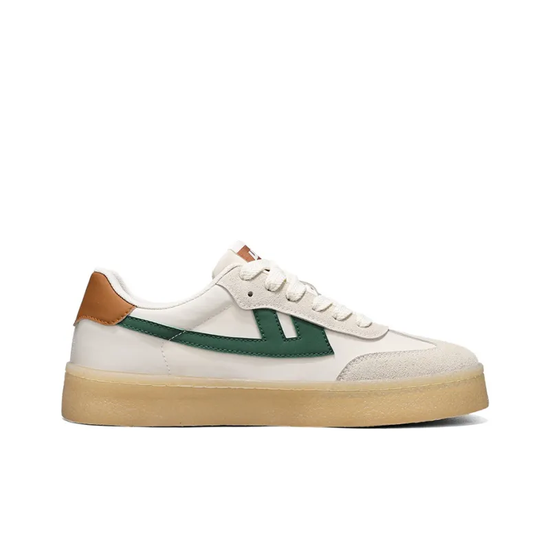 Warrior Anti Slip And Wear Resistant Lightweight Height Increasing Low Top Skateboard Shoes Unisex Beige Green Orange-1