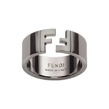 FENDI Copper Rings Unisex Gray Black