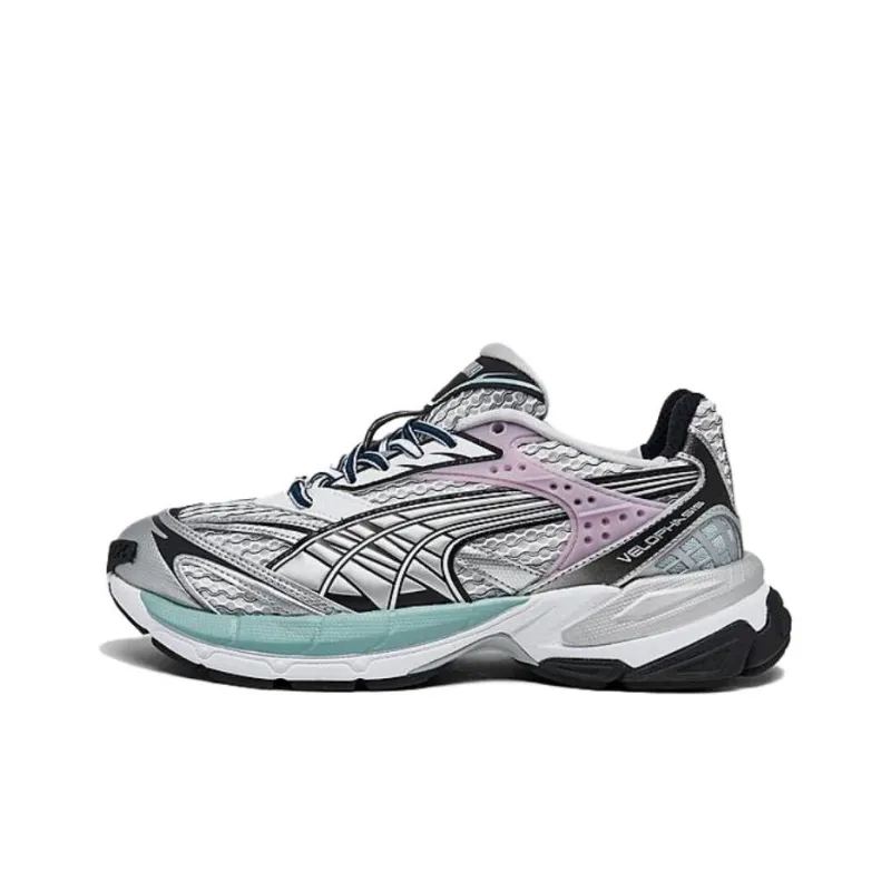 PUMA Velophasis Technisch Slip Resistant Low Top Casual Shoes Women's Gray Pink Blue-0