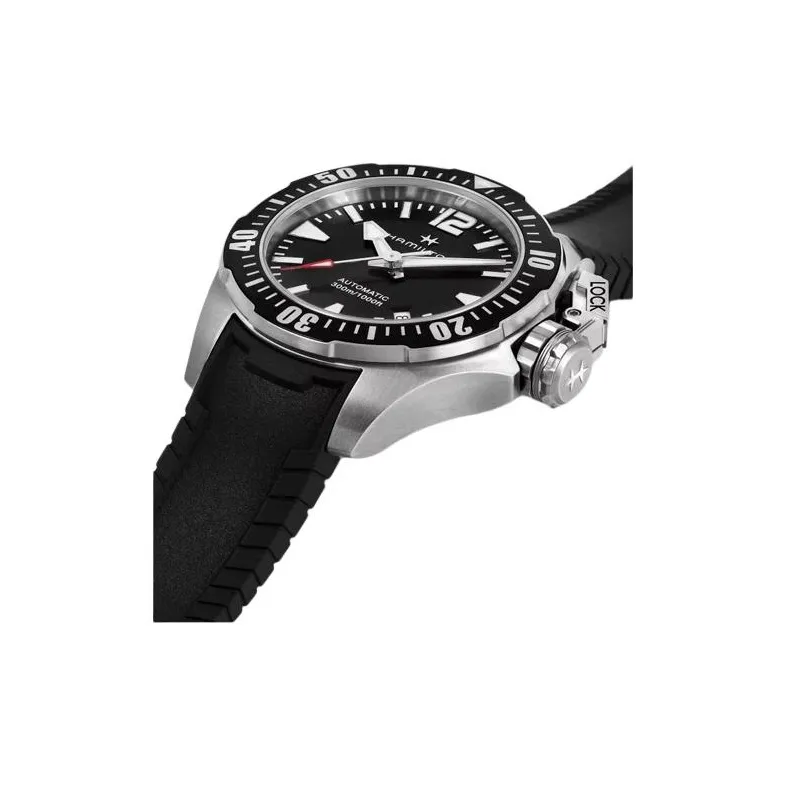 HAMILTON Automatic Mechanical Movement Men's Watches Watch 42mm Black Dial Stainless Steel Watch Case Rubber Strap-1