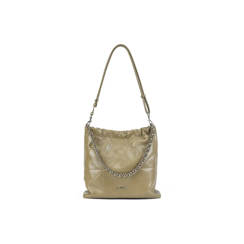 LA FESTIN Cow Leather Shoulder Bag Crossbody Bag Tote Bag Women's Sassy Black/Cool White/Misty Gray Green/Denim Blue-8