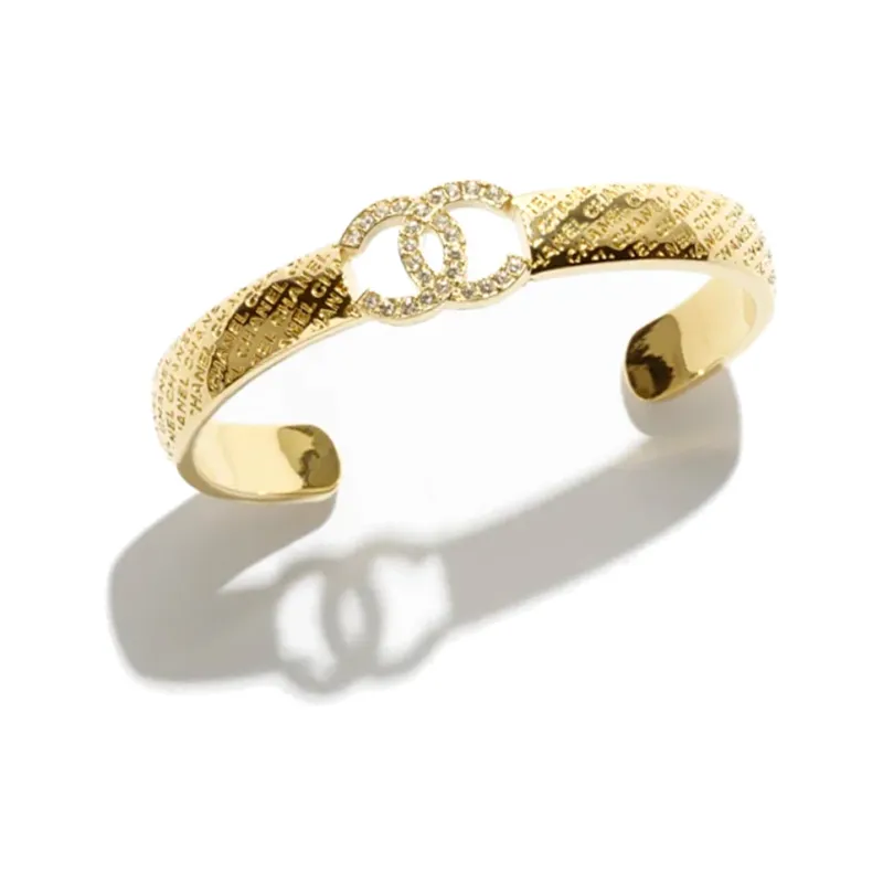 CHANEL Metal, Rhinestone Bangles Women's Gold-2