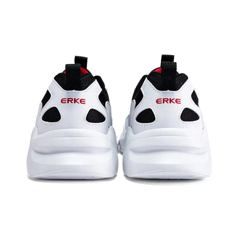 Erke Cushioned Slip Resistant Water Resistant Low Top Running Shoes Men's White Black-4