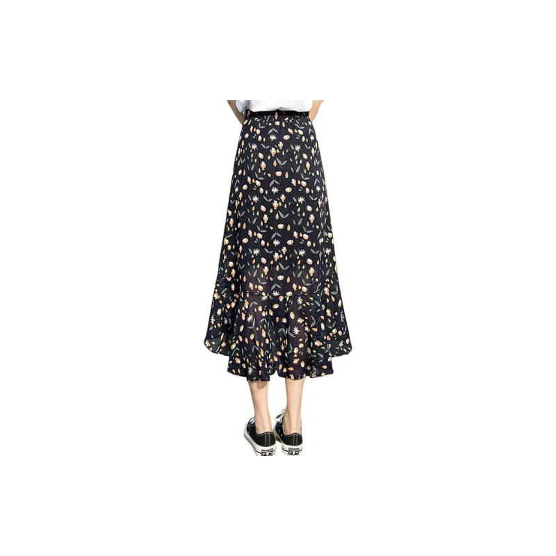 Cypress House Casual Long Skirt Women's Navy Blue Base Multicolor-1