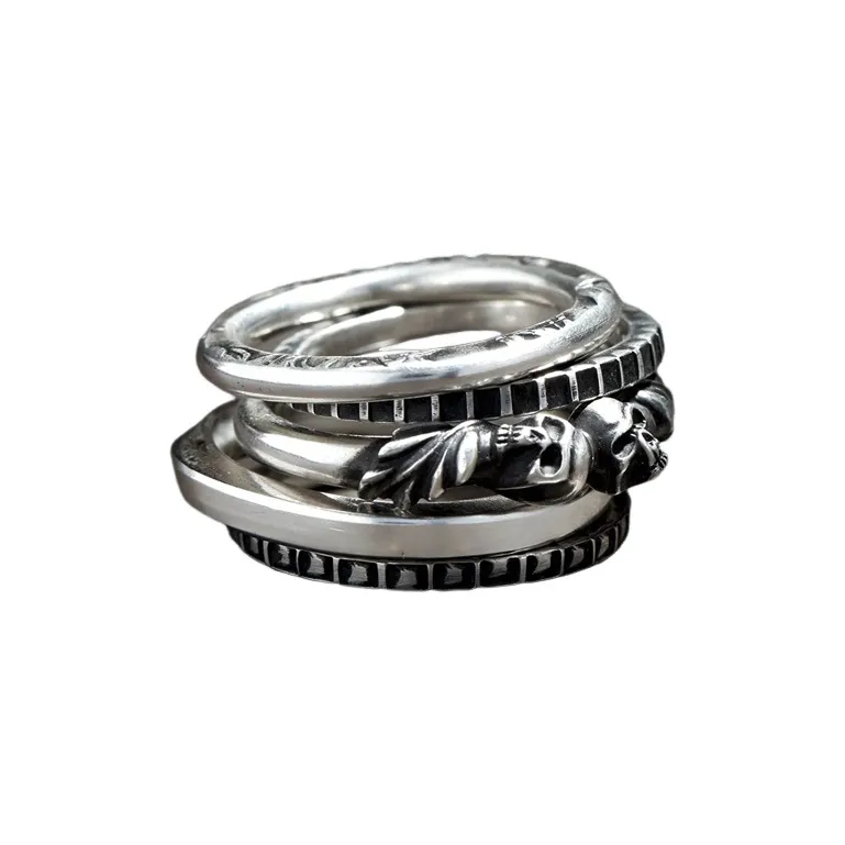 Werkstatt Munchen Skull 5 Combo Rings-0