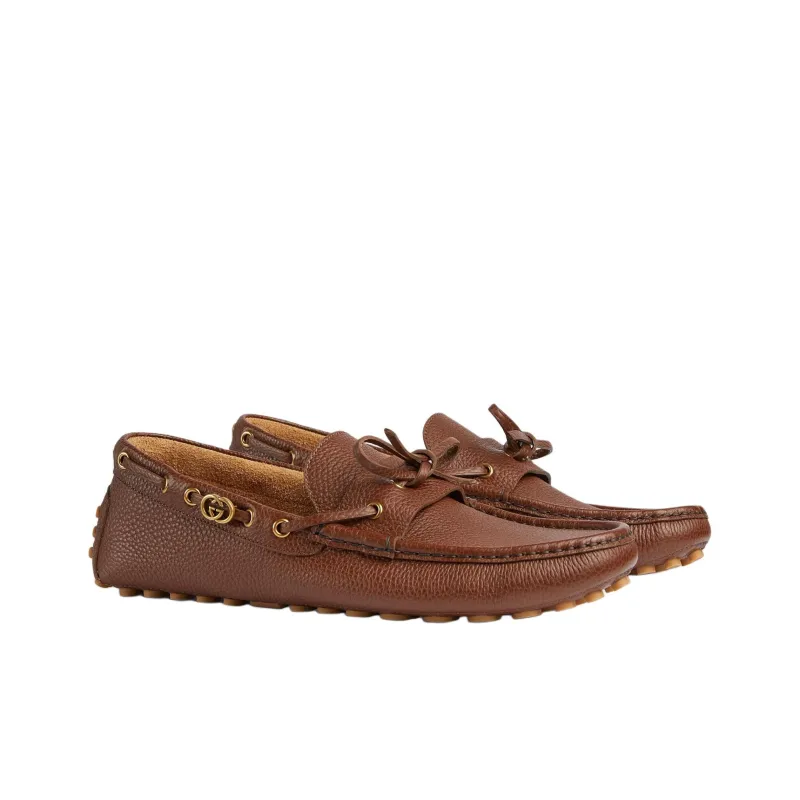 GUCCI Interlocking Beanie Shoes Men's Brown-2