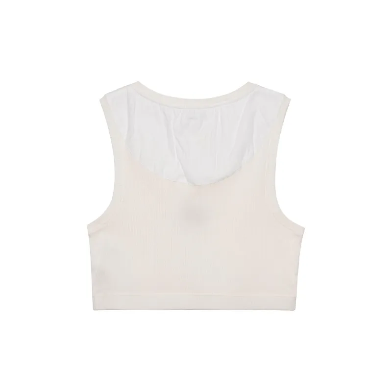 LOEWE Cropped Cotton Anagram Tank Top White/Navy Blue-1