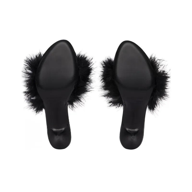 Balenciaga Boudoir 70mm Sandals 'Black Feathers' Women's-5