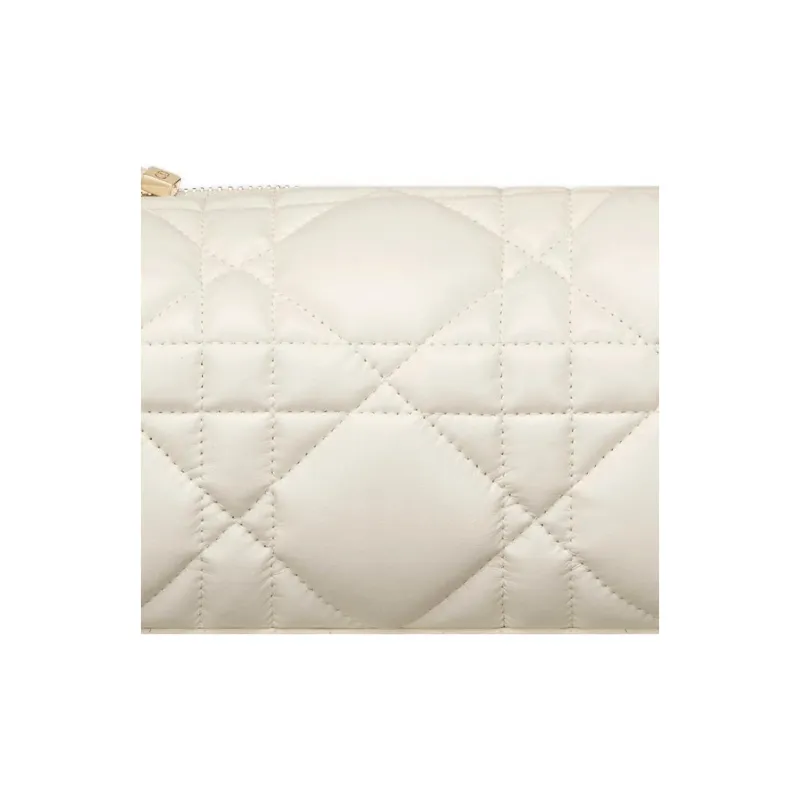 DIOR DiorTravel Cow Leather Portable Clutch Medium Size Women's White-4