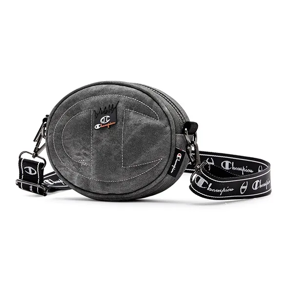 Champion Synthetic Leather Textile Crossbody Bag Regular Unisex Dark Gray/Black/Dark Red-1