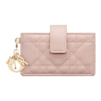 DIOR Lady Dior Lambskin Card Holder Women's Light Pink