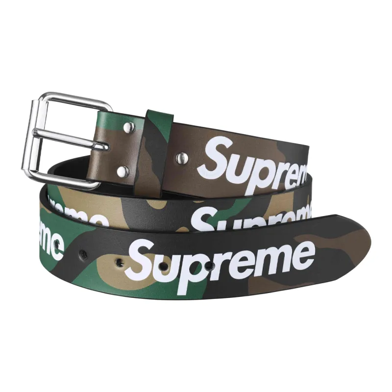 Supreme Cow Leather Belt Unisex Camouflage  -0
