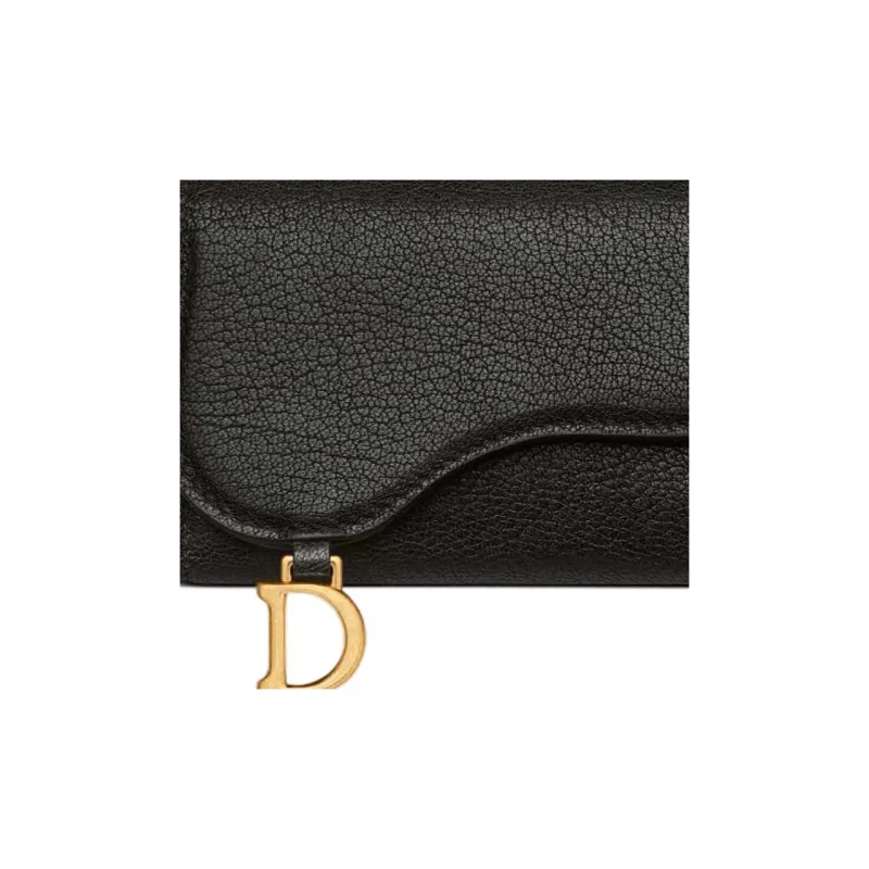 DIOR Saddle Goatskin Key Pouch Women's Black-4