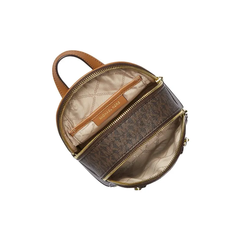 MICHAEL KORS MK Brooklyn Canvas Backpack Extra Small Women's Brown & Acorn-6
