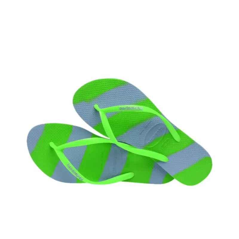 Havaianas Rubber Sole Abrasion Resistant Flip Flops Women's Blue Green-3