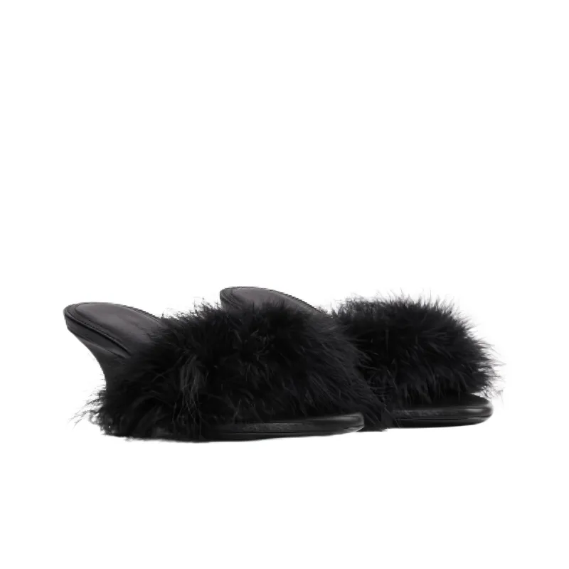 Balenciaga Boudoir 70mm Sandals 'Black Feathers' Women's-1