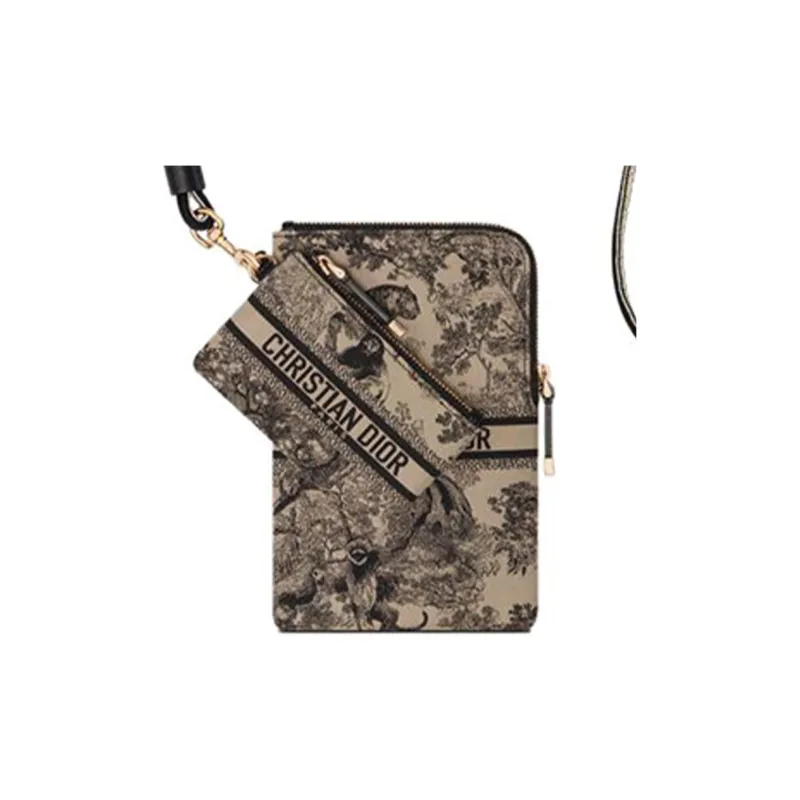 DIOR Leather Cell Phone Pouch Clutch Women's Multicolor-5