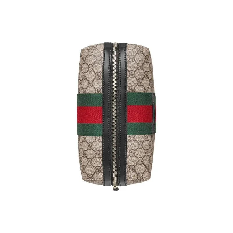 GUCCI Canvas With Leather Clutch, Toiletry Bag, Storage Bag, Makeup Bag Women's Ebony-3