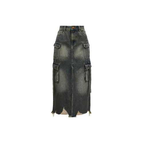 ONLY Denim Long Skirts Women's J35 510 Washed Denim Blue