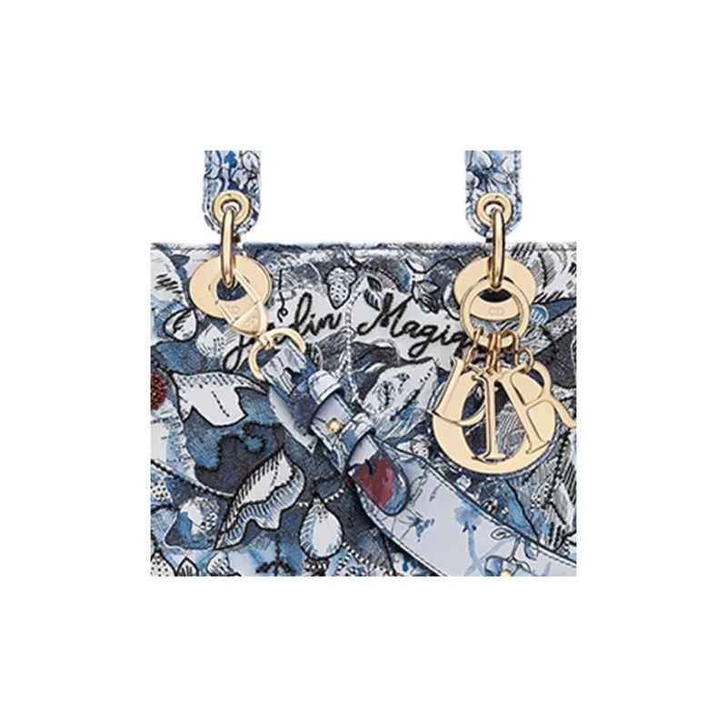 DIOR Lady DiorMy ABCDior Embroidered Denim Daisie Bag Shoulder Bag Crossbody Bag Handbag Small Size Women's Multicolor-4