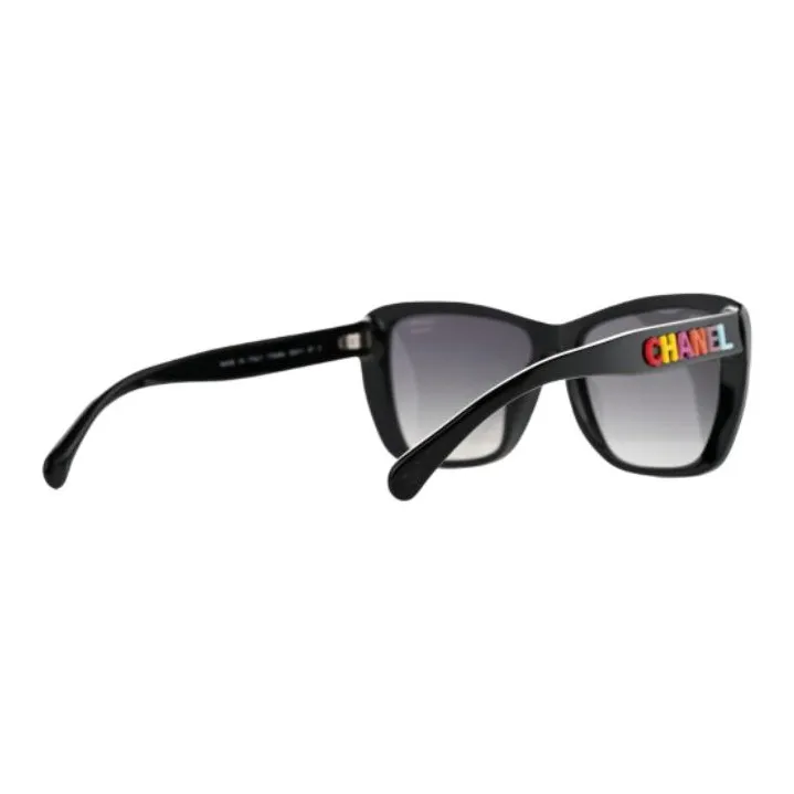 CHANEL Acetate Butterfly Sunglasses Unisex Black-2