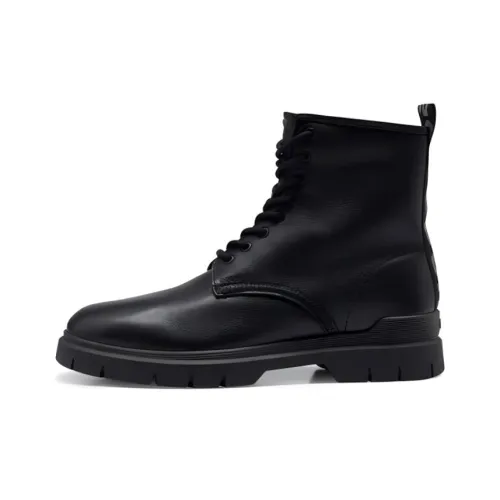 HUGO Logo-tape Lace-up Leather Boots