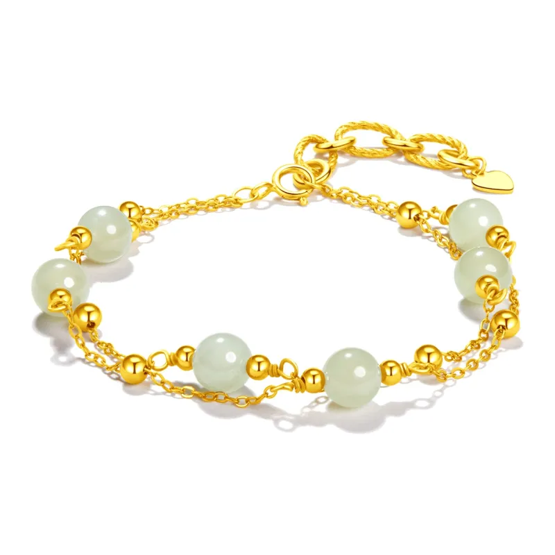 North Cain Hetian Jade Bracelets Women's Pale Greenish White Jade-0