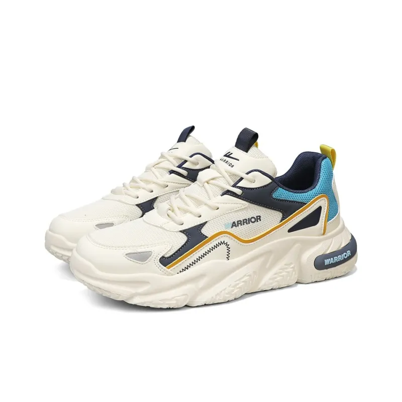 WARRIOR Chunky Sneakers Men Low Top White Gray/Beige Dark Red/Beige Sky Blue-18
