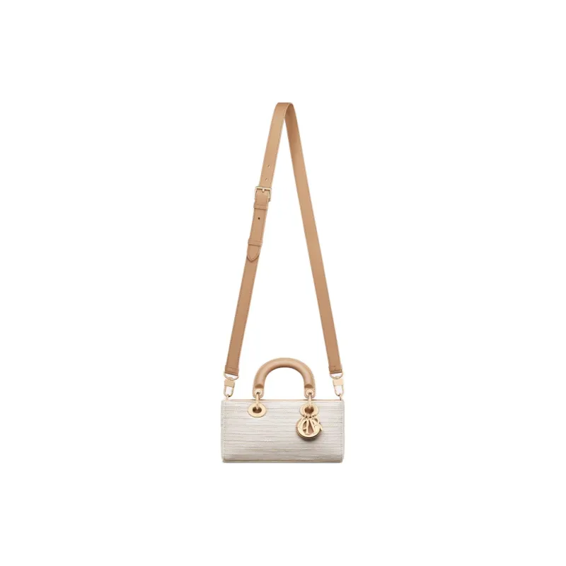 DIOR Lady D-JOY Embroidered Canvas Shoulder Bag Crossbody Bag Handbag Small Size Women's Light Brown-2