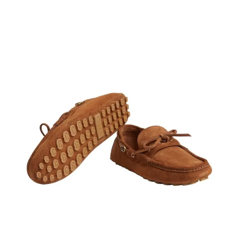 GUCCI Interlocking Gommino Loafers Men's Brown-4