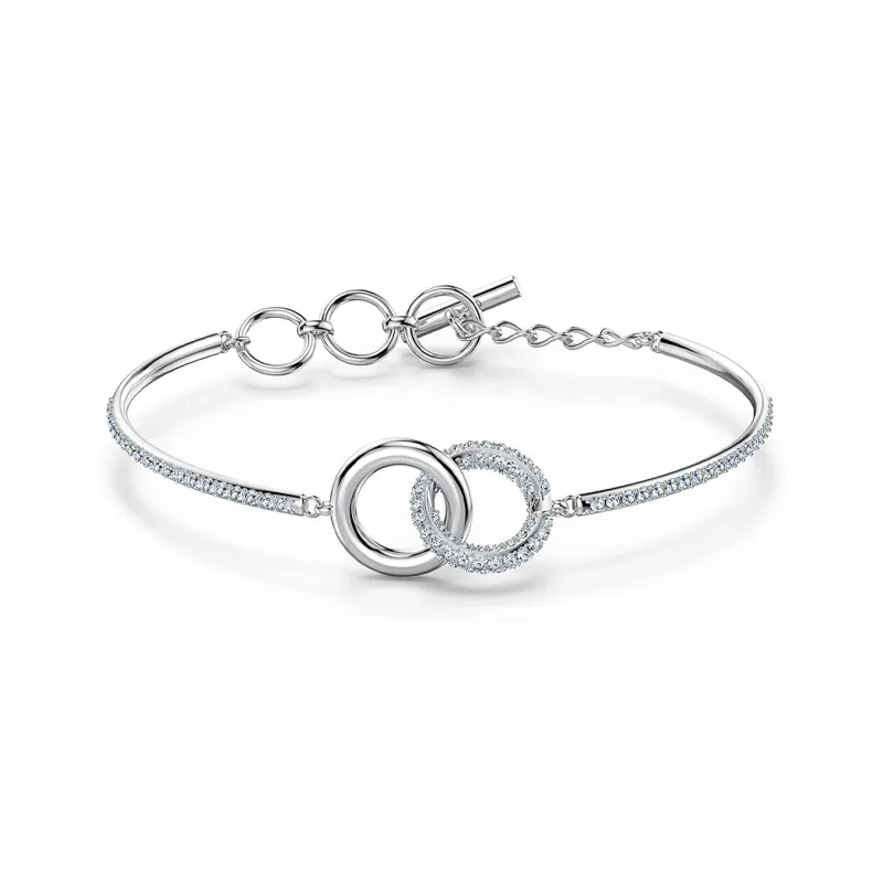 Swarovski Stone Bangles Women's White Gold Plated-2