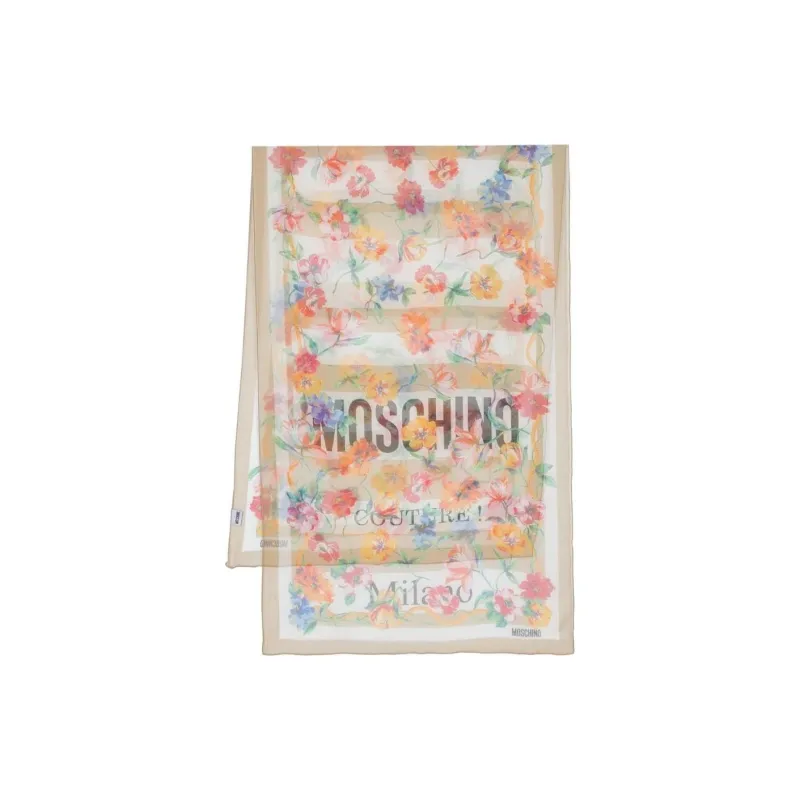 MOSCHINO Silk Scarves Women's Beige-0