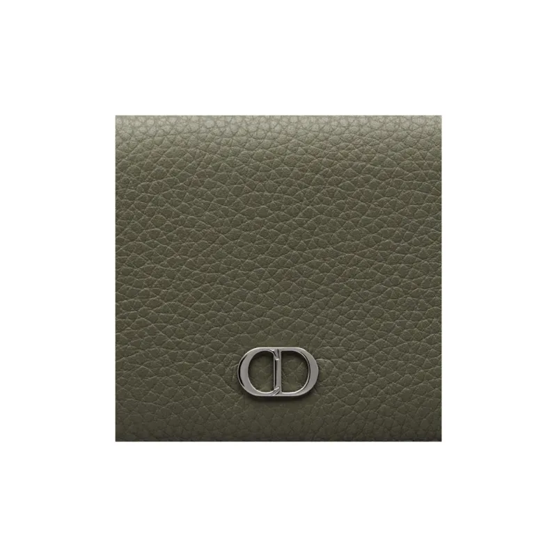DIOR Grained Calfskin Business Card Holder Zero Wallet Card Holder Men's Olive Green-4