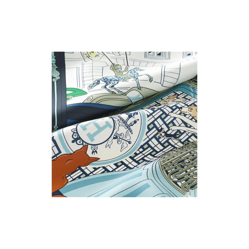 HERMES Silk Scarves Women's Blue-1