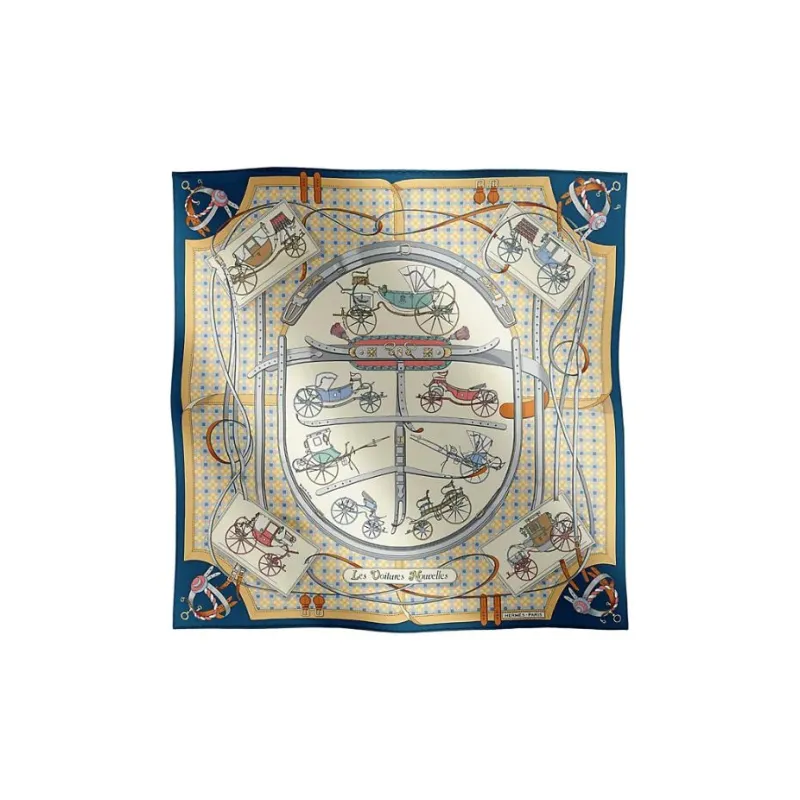 HERMES Silk Scarves Women's Marine Blue-0