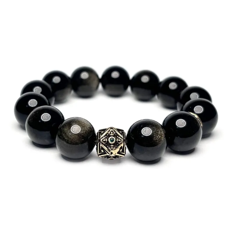 MOUNTAINS AND MANS Obsidian Fortune Beaded Bracelet Men's-1